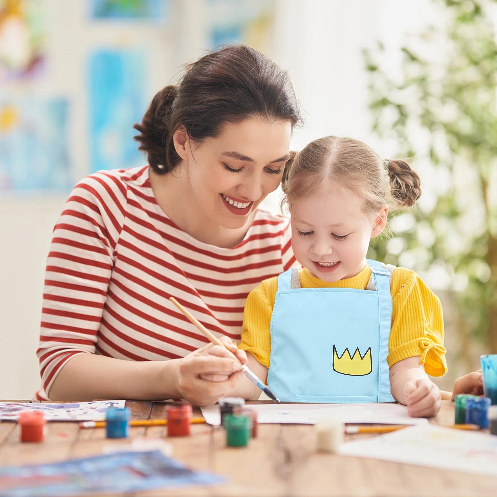 

1 Set Kids Waterproof Apron Adjustable Hook Pocket For Painting Cooking Baking Art Drawing Activities Children Smock