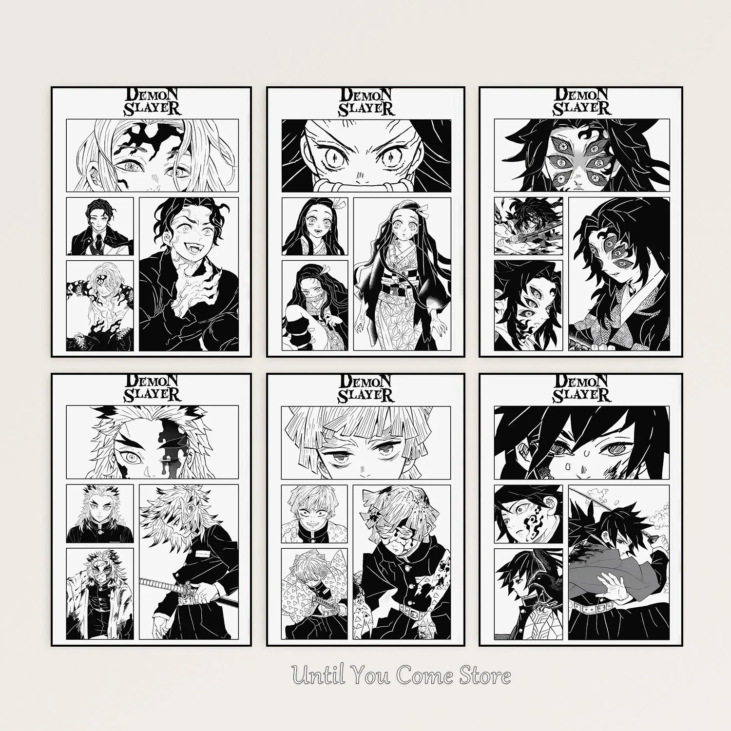 Frameless canvas paintings,1pc frameless Demon Slayer Manga Series Poster Print Canvas  Home for Living Room and Bedroom Wall Mo