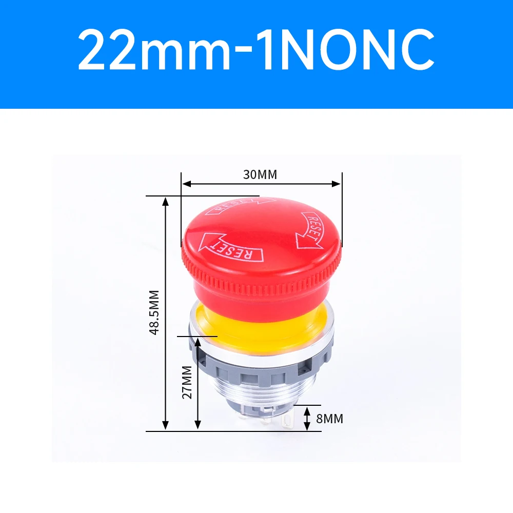 16mm 22mm Ultra Thin Plastic emergency stop button mushroom emergency switch self-locking stop charging pile power outage on off