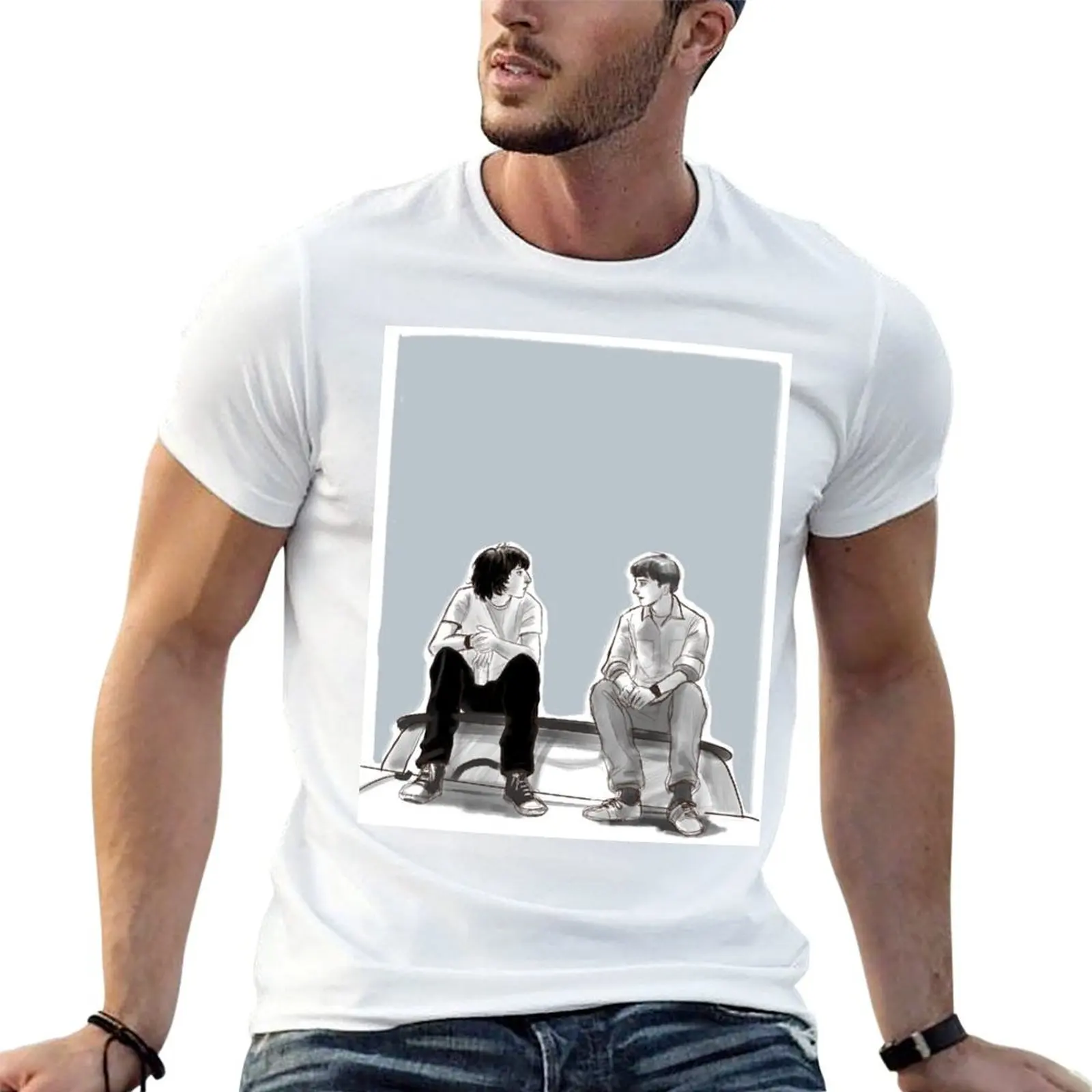 

Byler heart to heart moment T-Shirt anime t shirts oversize t shirts for man graphic vintage T-Shirt