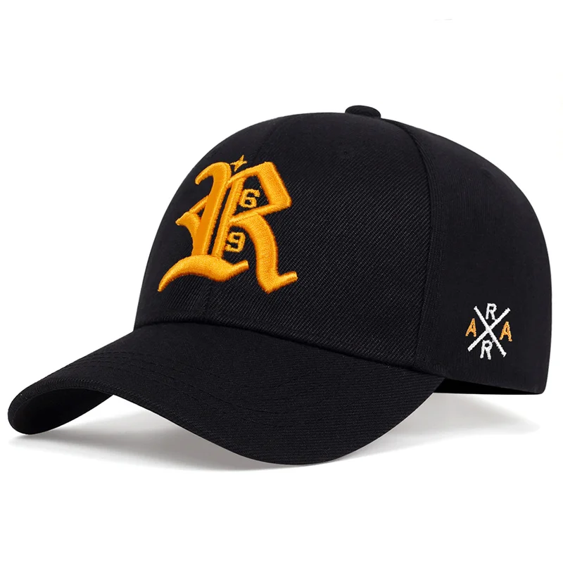 Unisex R litera Side AR haft Snapback czapki baseballowe wiosna i jesień na zewnątrz regulowany czapki na co dzień kapelusz przeciwsłoneczny