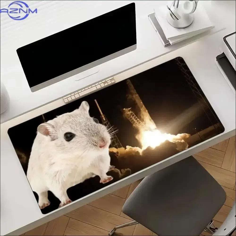 Cute Space Hamster Lightsaber Large Gaming Mouse Pad Non Slip Rubber Extended Desk Mat For Computer Home Office Gaming