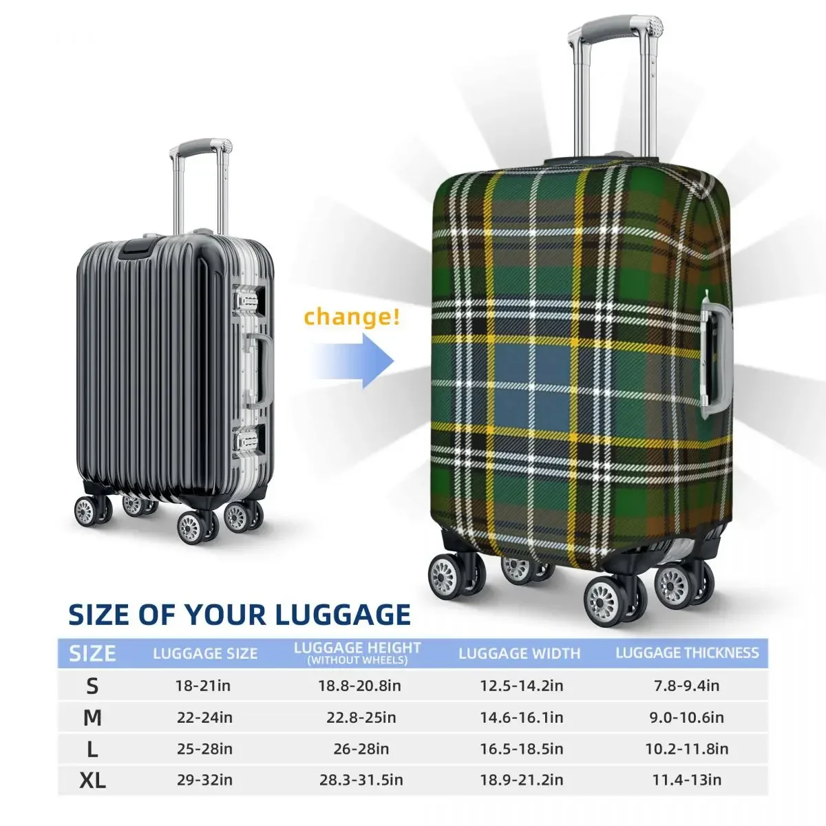 TARTAN Print Luggage Protective Dust Covers Elastic Waterproof 18-32inch Suitcase Cover Travel Accessories