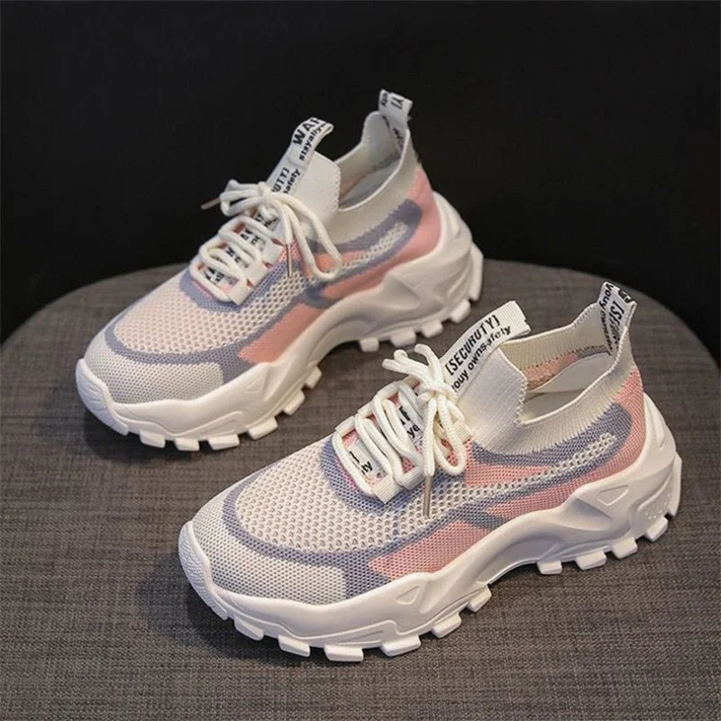 

Женские кроссовки на шнуровке, легкая женская повседневная обувь, модная теннисная обувь с сеткой, уличная женская обувь на мягкой подошве
