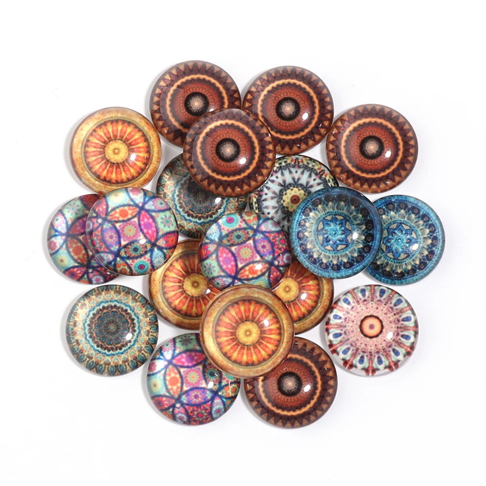 10pcs 10/12/14/20/25mmBohemian Style Round Glass Cabochon Beads Loose Beads For Jewelry Making DIY Necklace Bracelet Accessories