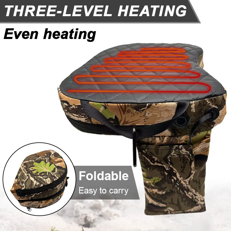 Portable Heating Seat Cushion for Hunting USB Powered Foldable with Handle And Hook 3 Adjustable Temperature Levels Wear-resista
