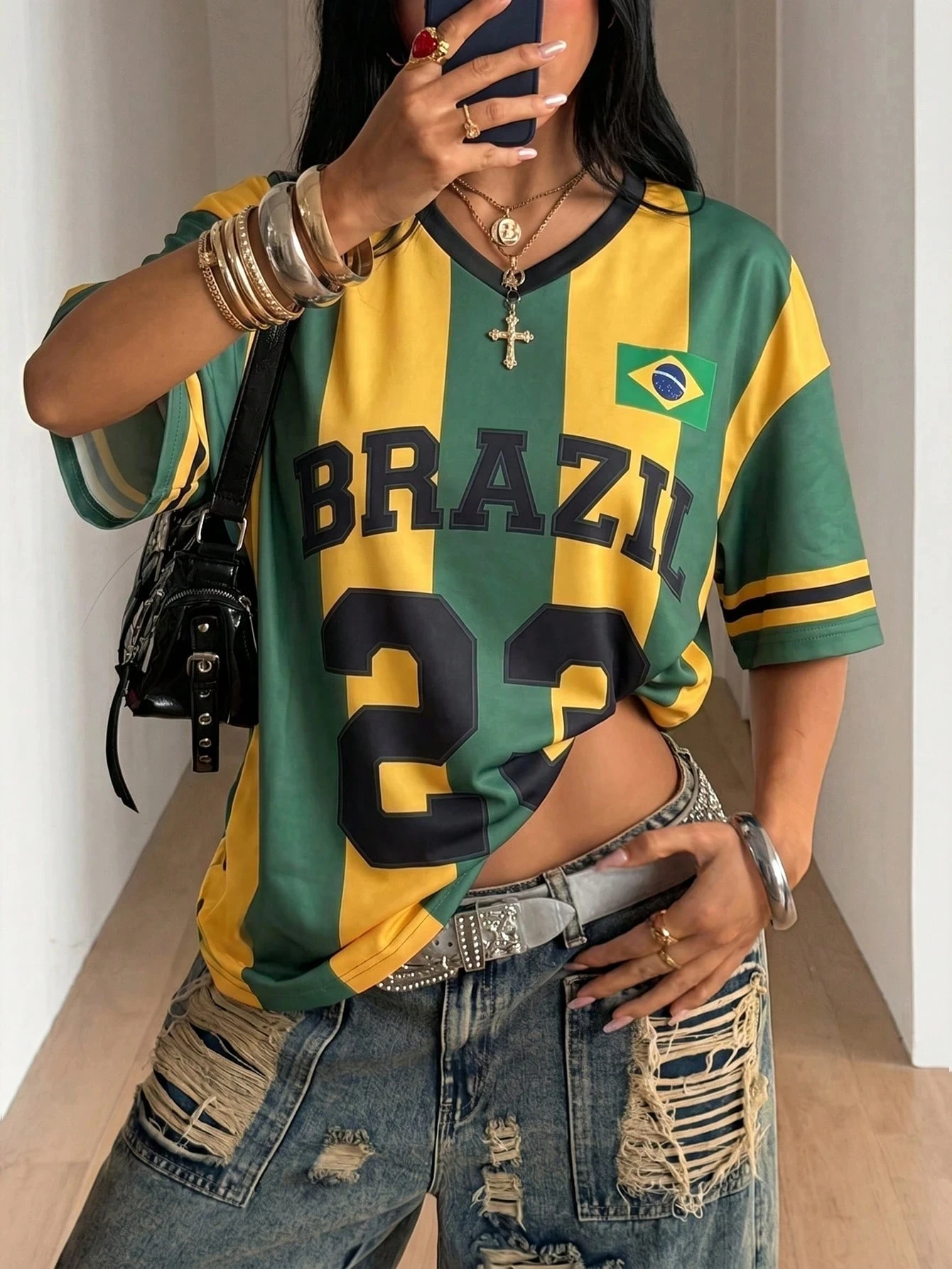 Street Fashion Brazil - Summer Fashion Striped Loose T-Shirt Casual