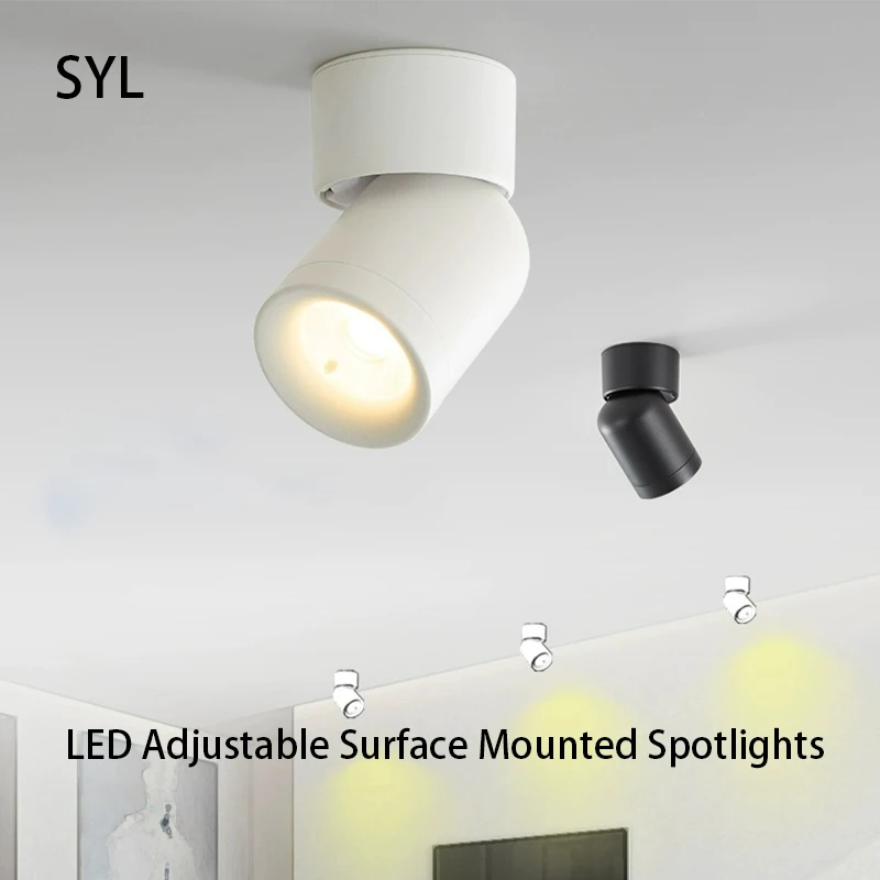 Full Spectrum Surface Mounted Spotlight With Adjustable Angle, Foldable And Non Perforated Living Room Light