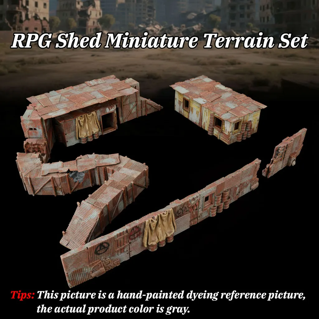 

Fantasy Shed Terrain Set – TTRPG Miniatures & Sci-Fi Collectibles, Roleplay Scenery Gift for Urban Slum & Survival Scenes
