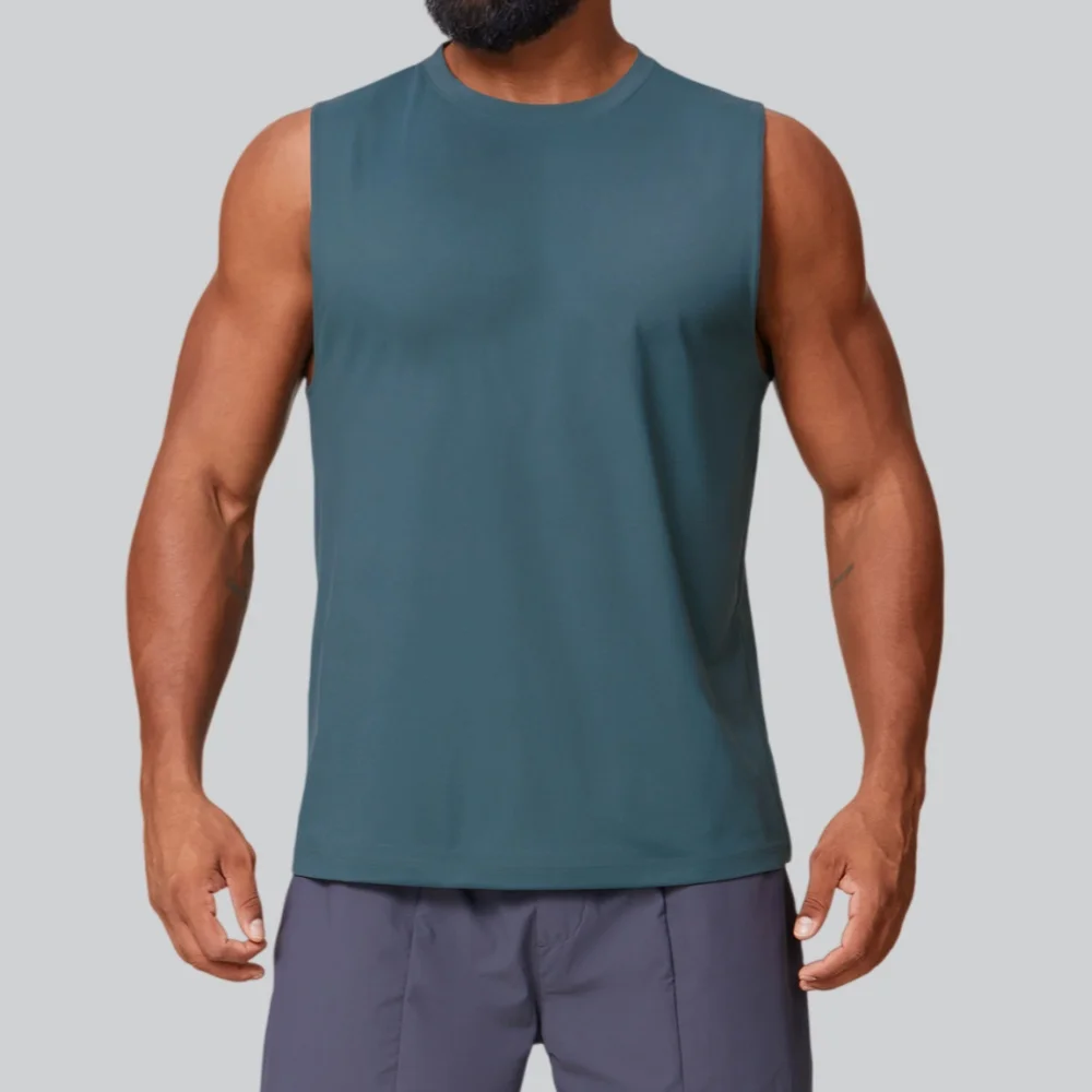 Men's Fitness Tank Tops Summer Solid Color Sport Vest Gym Top Men Breathable Bodybuilding Workout Muscle Sleeveless Sport Shirt