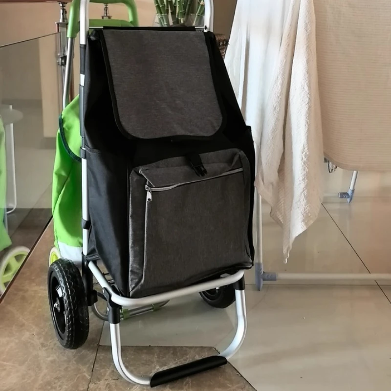 

Folding Shopping Cart with Wheels, Collapsible Grocery Utility Wagon - All Terrain Foldable Rolling Trolley for Market, Beach