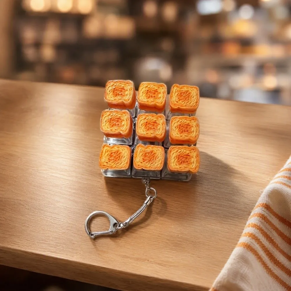 Cute Glow Design Decompression Button Simulation Keyboard Burger Sandwich Mini Keyboard Pendant Transparent Dual-Tone Luminous