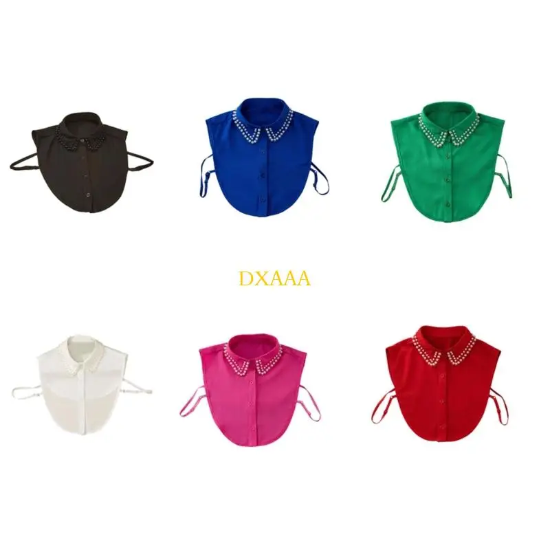 

DXAA Double Row Pearls Detachable False Collar Half Shirts Blouse for Any Occasion
