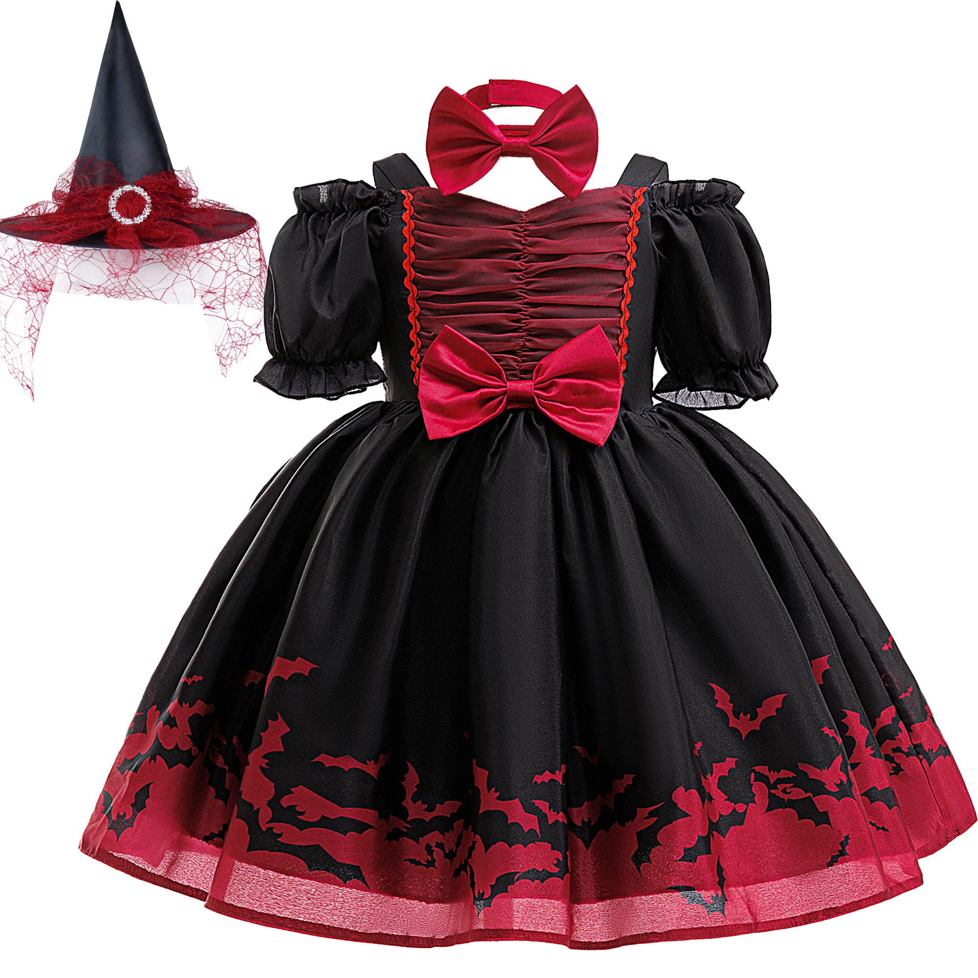 

Элегантный карнавальный костюм летучей мыши на Хэллоуин для девочек, карнавальные рождественские костюмы, платье паука для дня рождения, детская одежда для выпускного вечера для девочек