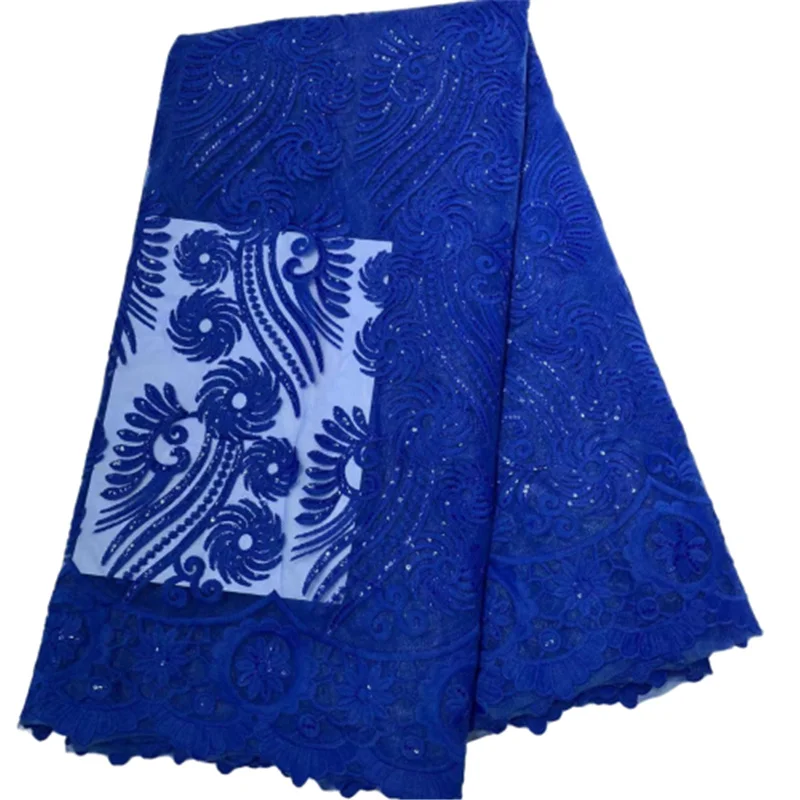 

Best Selling Swiss Royal Blue laces African Fabric Sequins lace Nigerian French Fabric High Quality Nigeria Tulle Lace Fabric