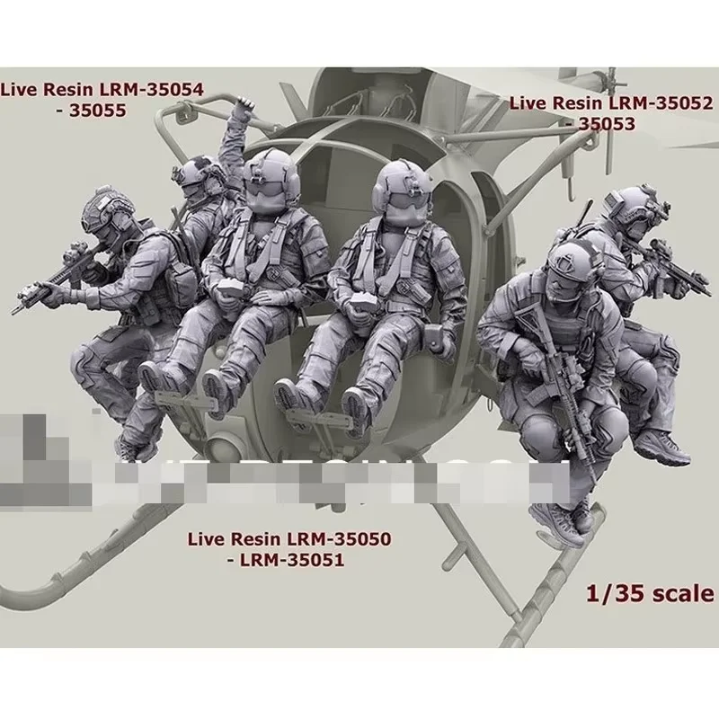 

1/35 9pcs Black Hawk Helicopter Soldier Figure GK Resin 3d Printed White Model Toy Unassembled Unpainted Without Helicopter