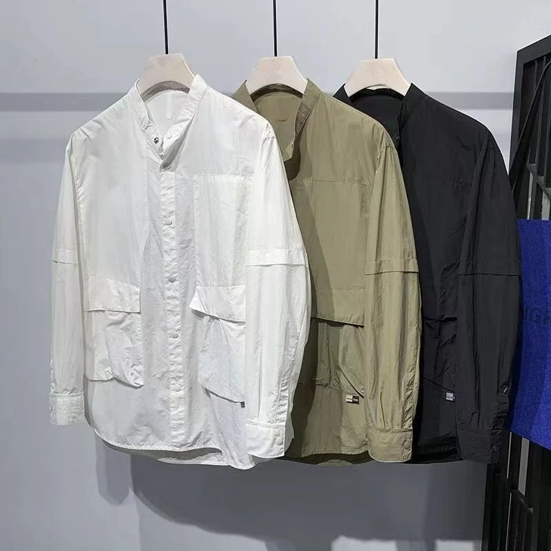 Camisa de manga comprida masculina design sentido nicho jaqueta casual masculina primavera e outono solta luz estilo maduro camisa topo