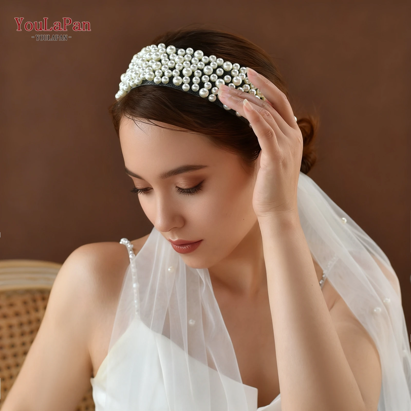 YouLaPan حزام الزفاف اللؤلؤ مطرز فستان الزفاف وشاح مزين حزام خصر العروس ل ثوب مسائي الزفاف التبعي M122 #5