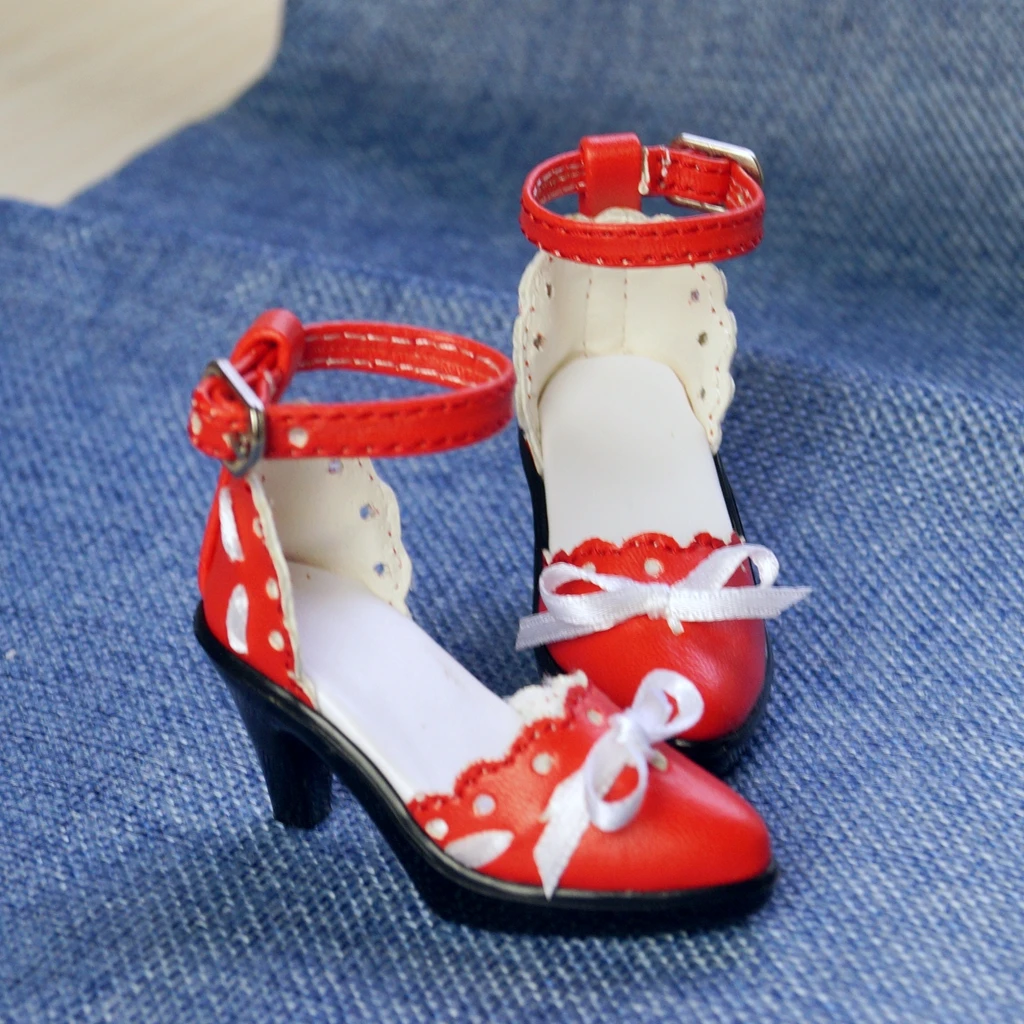 BJD DOLL Black Synthetic Leather High Heel Shoes Sexy Sandal For 1/3  Tall Female SD DK DZ AOD DD Doll