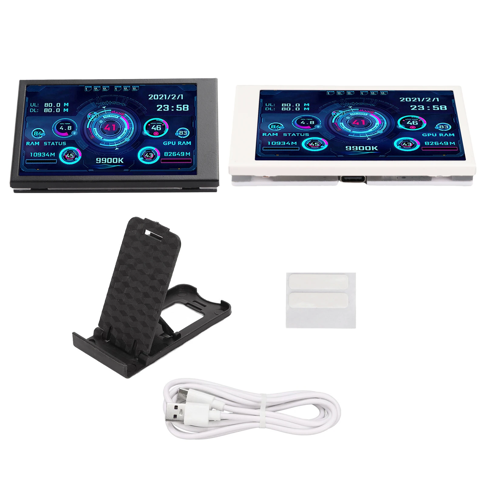 3.5in Computer Temp Display Full View Display Small Screen for AIDA64 PC CPU RAM Hard Disk Data Display PC Temperature Display