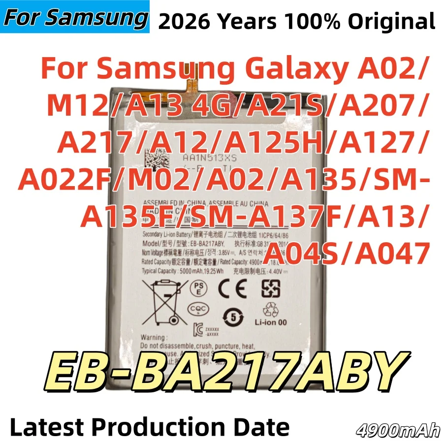 EB-BA217ABY Battery For Samsung Galaxy A02 M12 A13 4G A21S A207 A217 A12 A125H A127 A022F M02 A02 A135 SM-A135F SM-A137F A13