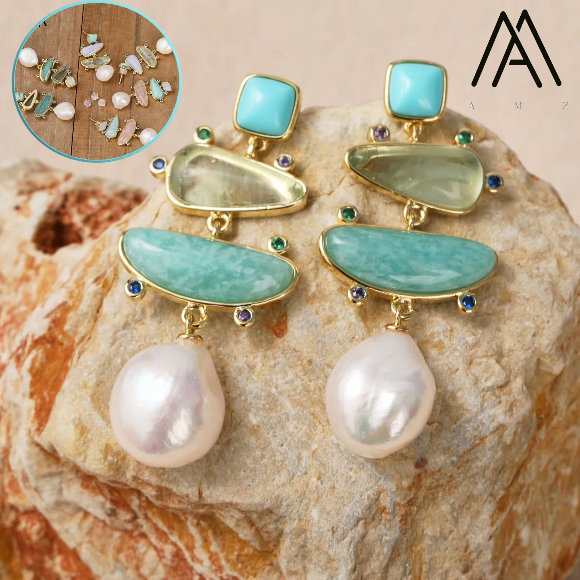 غير النظامية أقراط الأحجار الكريمة الطبيعية كريستال اللؤلؤ القرط فريد موضة المرأة اكسسوارات الترفيه اليومي مأدبة الزفاف جوهرة