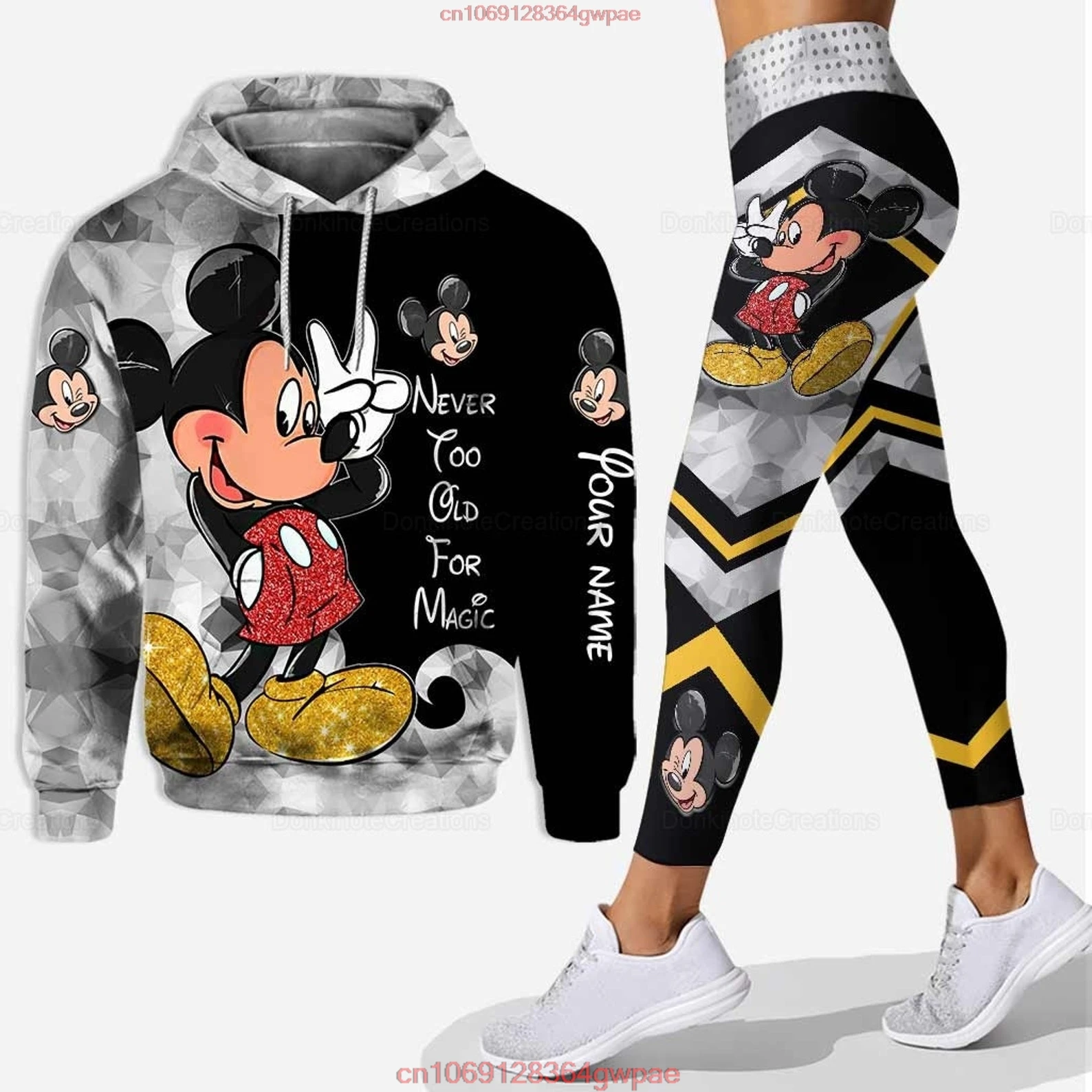 Customizename Mickey Hoodie Women\'s Hoodie Set Mickey Yoga Pants Sweatpants Womens Disney Yoga Hoodie Leggings Fashion Tracksuit