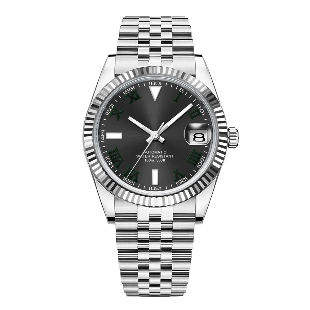 مخصص 39 مللي متر الفاخرة nh35/ميوتا التلقائي ساعة ميكانيكية الياقوت الروماني الأرقام reloj ساعة رجالي Lume مقاوم للماء ساعات المعصم