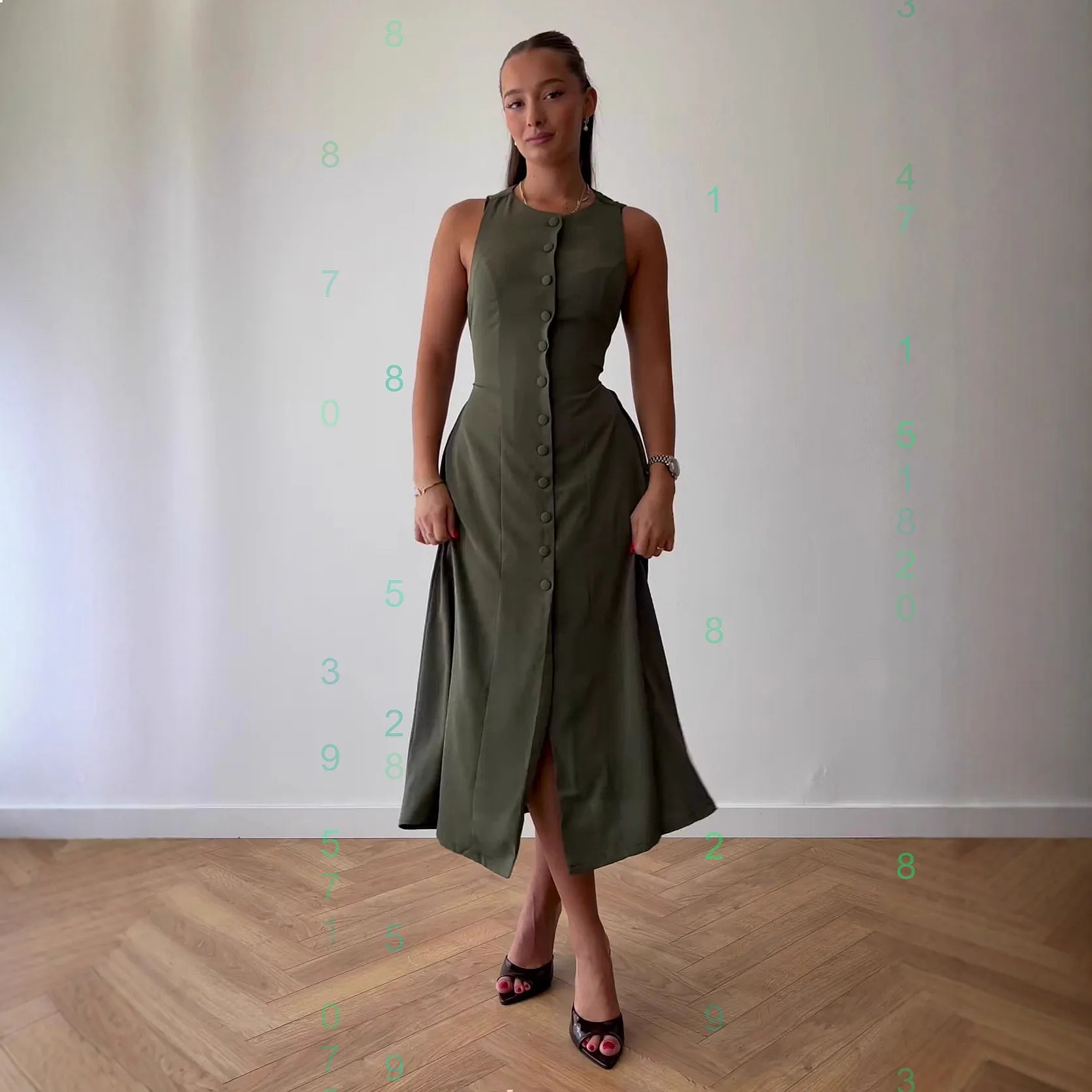 

Pure Color Round Neck Sleeveless Single Breasted Waist Tie Long Dress Dresses Spring Summer