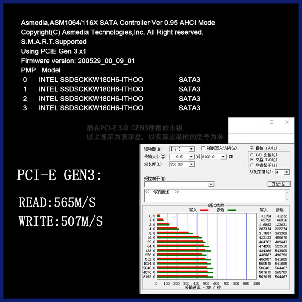 بطاقة SATA III PCIe ذات 4 منافذ بسرعة 6 جيجابت في الثانية SATA 3.0 إلى محول PCI Express 1X مع حامل