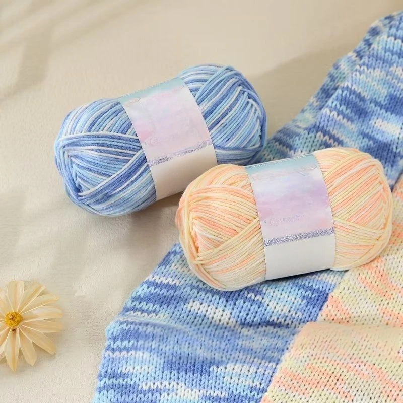 High Quality Medium Thick 4 Ply Milk Cotton Yarn 250g Dolls Sweater Scarf Soft Fluffy Segment Dyed Hand Crochet Knitting Threads