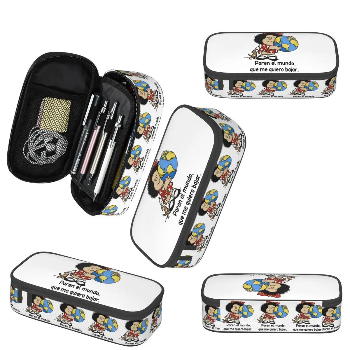 Paren El Mundo Que Me Quiero Bajar Mafalda مقلمة كرتونية للأطفال صندوق القلم المدرسية حقيبة أقلام رصاص لوازم مكتبية حامل قلم حقيبة