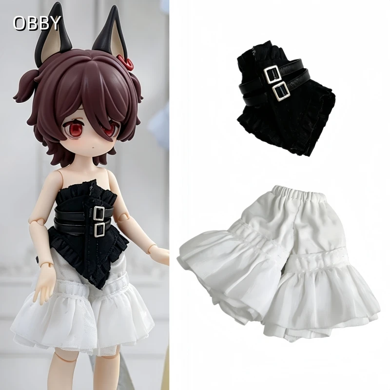 

For 1/12 BJD Doll Goth Style Tube Top + White Ruffle Bloomers Shorts Set For 14cm Advocate Freedom Doll Body Doll Outfit Clothes