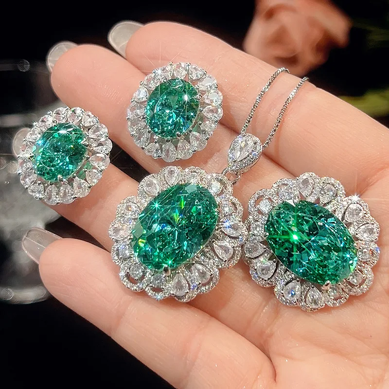 

Elegant Oval Cut Green Tourmaline Jewelry Flowers Pendants Necklace Ring Earrings Perfect for Fashion Forward Women Accessories