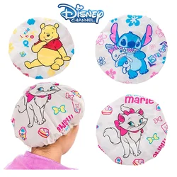 Disney Winnie the Pooh Stitch Shower Cap Cute Cartoon Waterproof Bath Hat Kawai Thickened Oil Fume Cap Girls Hair Salon Supplies