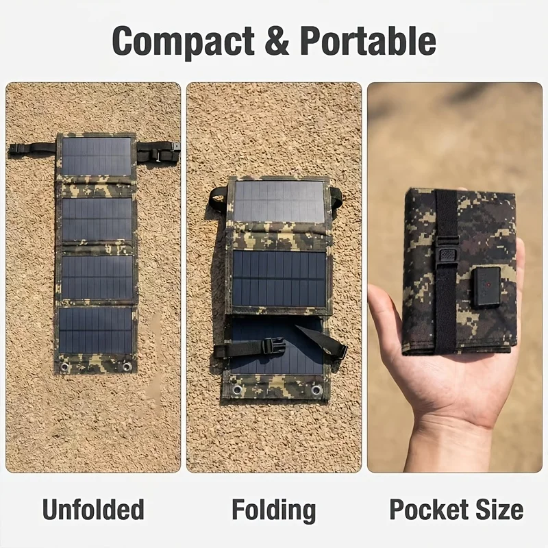 1pc Four-Folding Monocrystalline Silicon Solar Charging Panel, Portable Solar Power Supply for Outdoor Camping and Hiking,