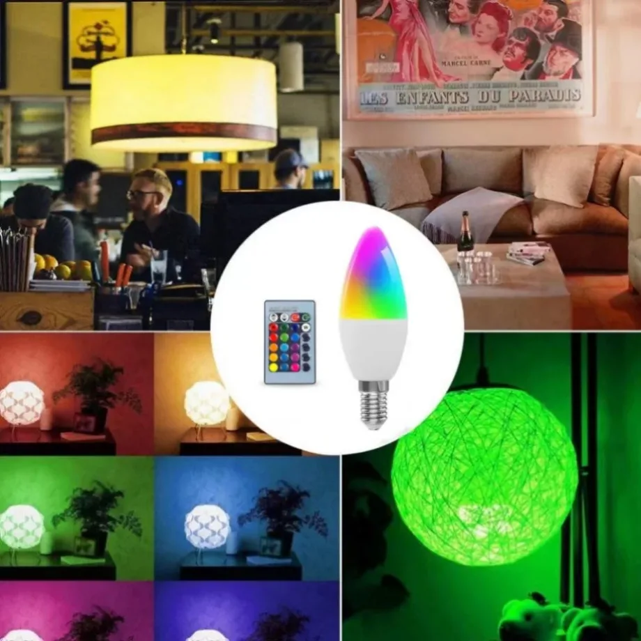 Imagem -06 - Lâmpada Led Regulável Inteligente para Casa Cor de Vela Interior Luz de Néon Fita Rgb Iluminação do Controlador 85265v E14