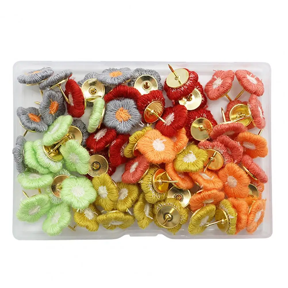 Alfileres de flores coloridos bordados para el aula, decoración del hogar, tablones de anuncios, pizarras blancas, sacacorchos