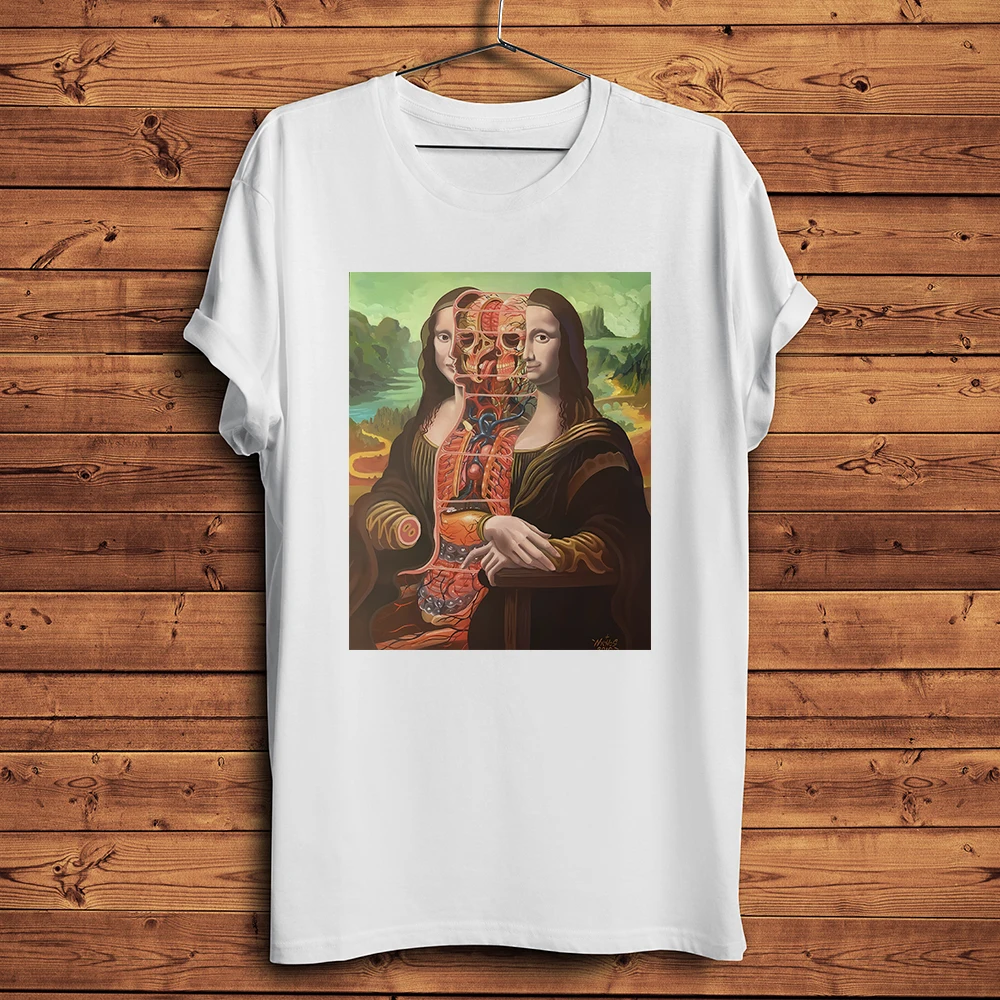 da Vinci Mona Lisa anatomy skull MonaLisa skeleton Funny artistic TShirt Men Homme Daily short T Shirt Unisex streetwear Tee