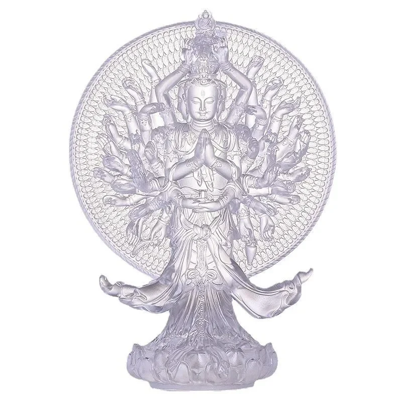 

Glazed Thousand Hands Guanyin Buddha Statue Ornament Home Offering Buddhist Hall Tabletop Bodhisattva Guanyin