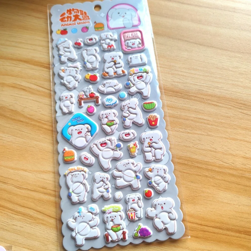 4-Piece لطيف الحيوان فقاعة ملصقات الفيل ديناصور جرو الباندا أنماط متعددة الكرتون BulingBuling ملصقات مخزن
