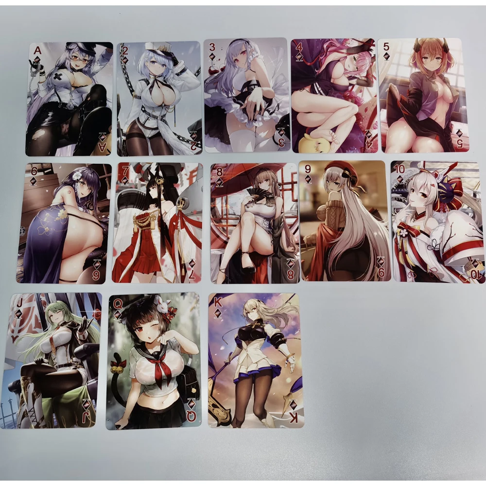 

54Pcs/set Azur Lane Playing Cards Anime Girls ACG Sexy Kawaii Cartoon Poker Game Anime Collection Cards Gift Toys for Friends