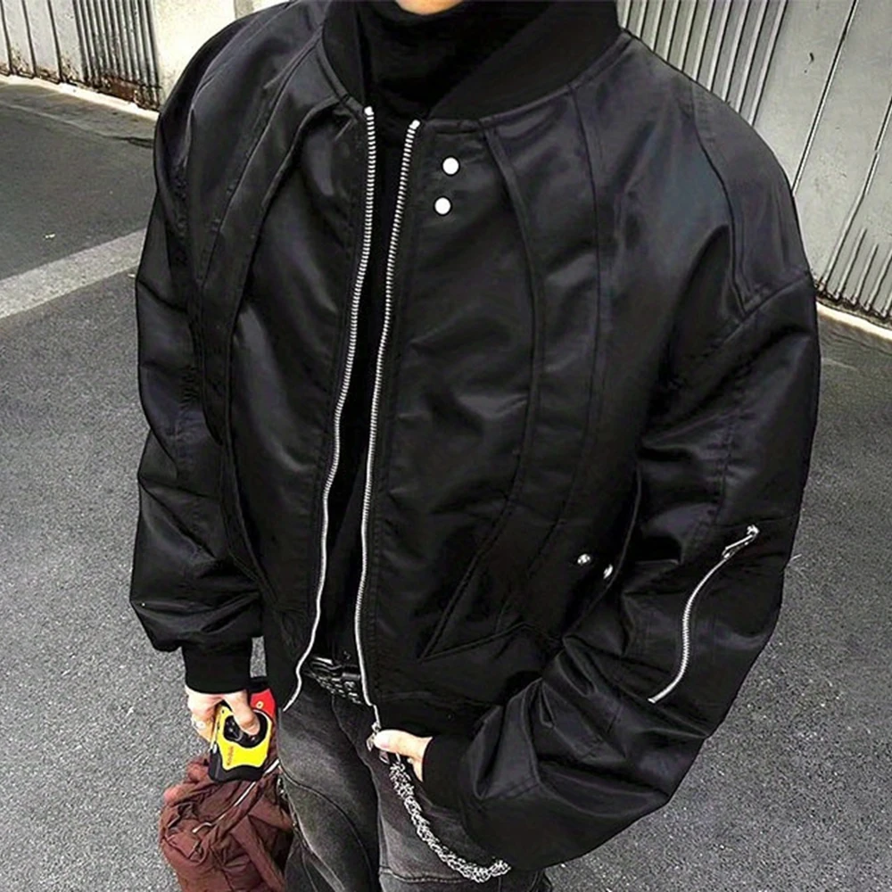 2026 Winter Men's Solid-Color Long-Sleeve Jacket American Vintage Fashion Trend High Street Casual Loose Simple Niche Men's Tops