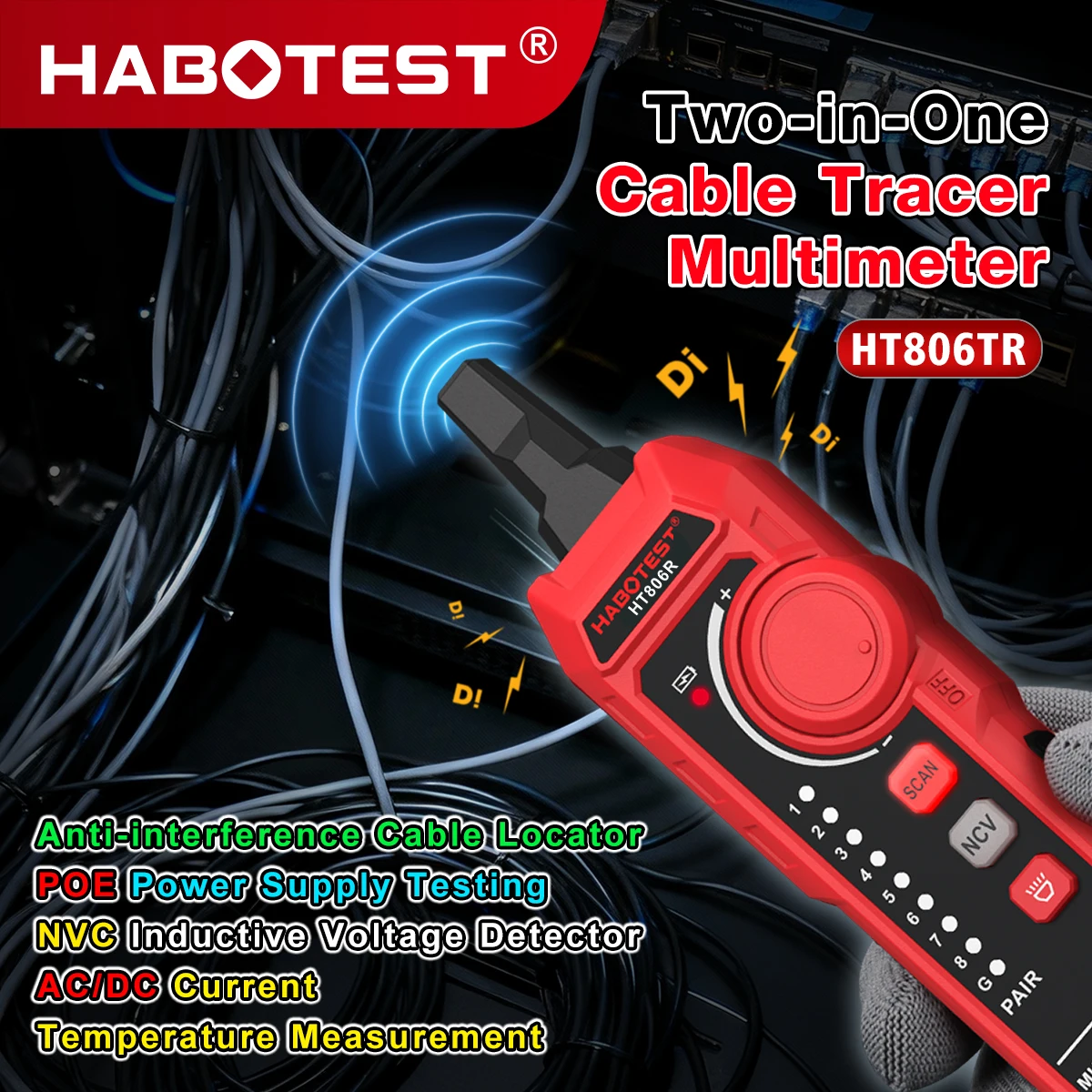 HABOTEST HT806TR Multi Meter Line Finder 2-in-1 Network Testing Intelligent Digital High-Precision Anti Burn Universal Meter