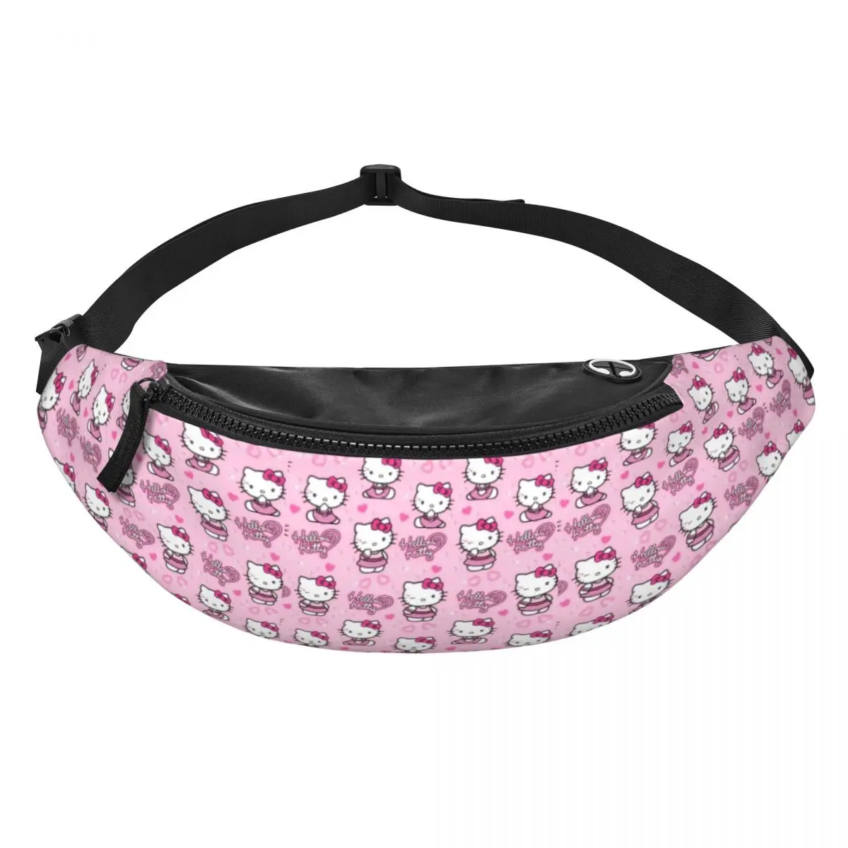 Custom Hello Kitty Manga Cat Fanny Pack Men Women Crossbody Waist Bag for Camping Biking Phone Money Pouch