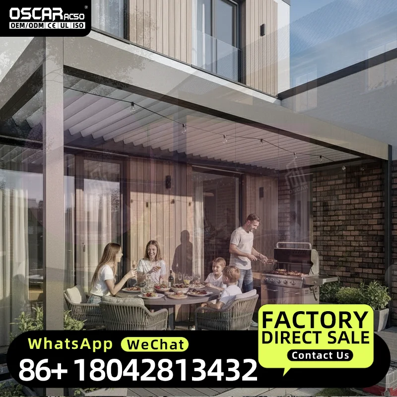 3x3 3x4 4x4 6x4m Factory Wholesale Modern Outdoor Bioclimatic Aluminium Louvered  for Garden Patio Backyard Pergola