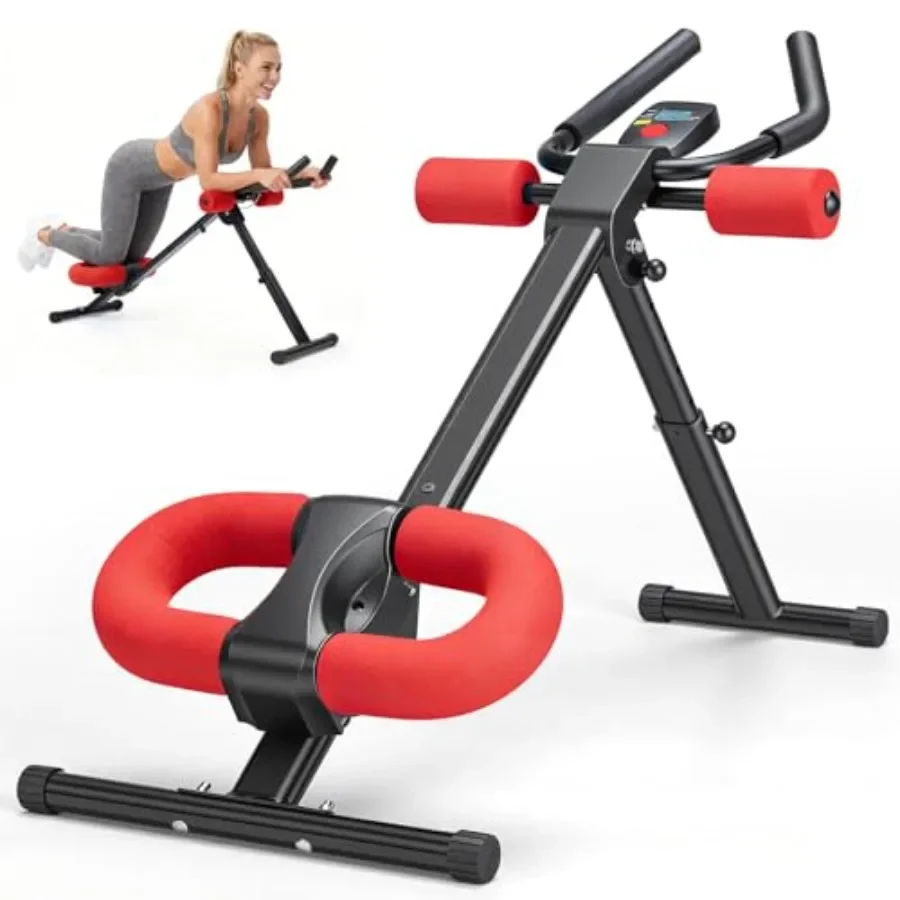 

Home gym ab machine with steel frame black finish adjustable 2 incline 5 height levels for core workout knee/elbow protection 4