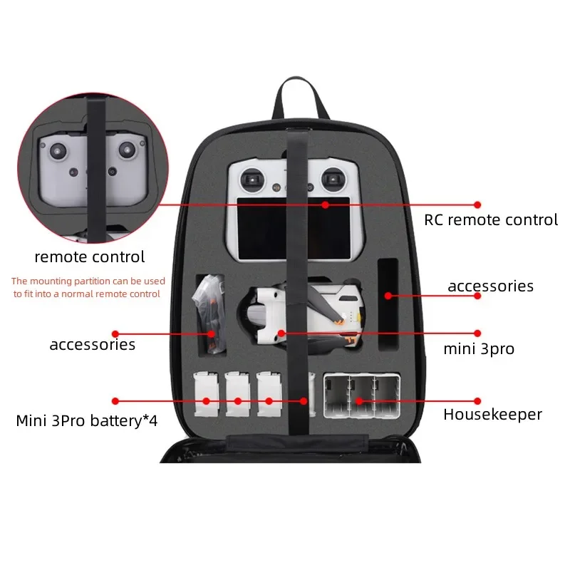 Zaino portatile per RC-N1 / DJI RC caricabatteria per telecomando borsa per batteria Duricrust Box per DJI Mini 3pro /mini 3 Drone