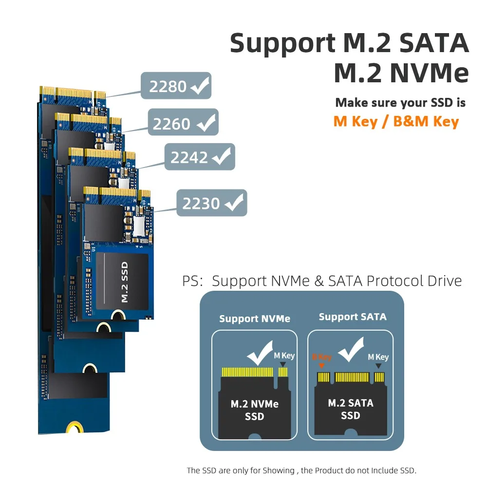 głosowej MAIWO M2 SSD Enclosure NVMe 10Gbps PCIe SSD Box for M.2 NVMe SATA SSD Disk M.2 NVME to Type C Interface external Hard Drive Case