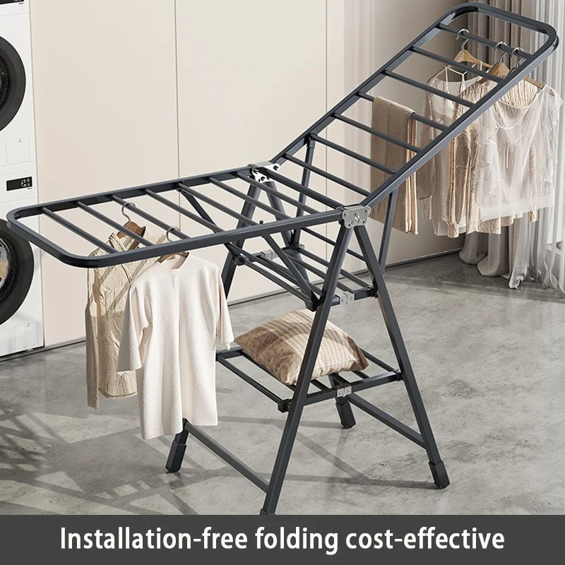 Imagem -02 - Folding Floor Secagem Rack Roupas Secagem Titular Suporte Dobrável Lavanderia Ajustável Wing-shaped Clothes Hanger